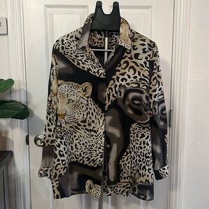Spiegel Vintage Leopard and Panther blouse size XL